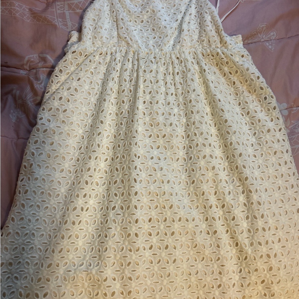 Storia Cream Eyelet Mini Dress